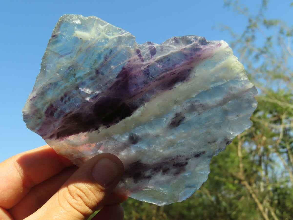 Polished Semi Translucent Watermelon Fluorite Slices x 2 From Uis, Namibia - TopRock