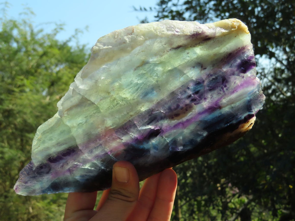Polished Semi Translucent Watermelon Fluorite Slices x 2 From Uis, Namibia - TopRock