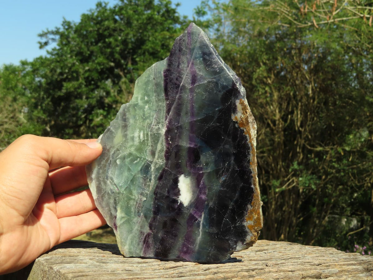Polished Semi Translucent Watermelon Fluorite Slices x 2 From Uis, Namibia - TopRock