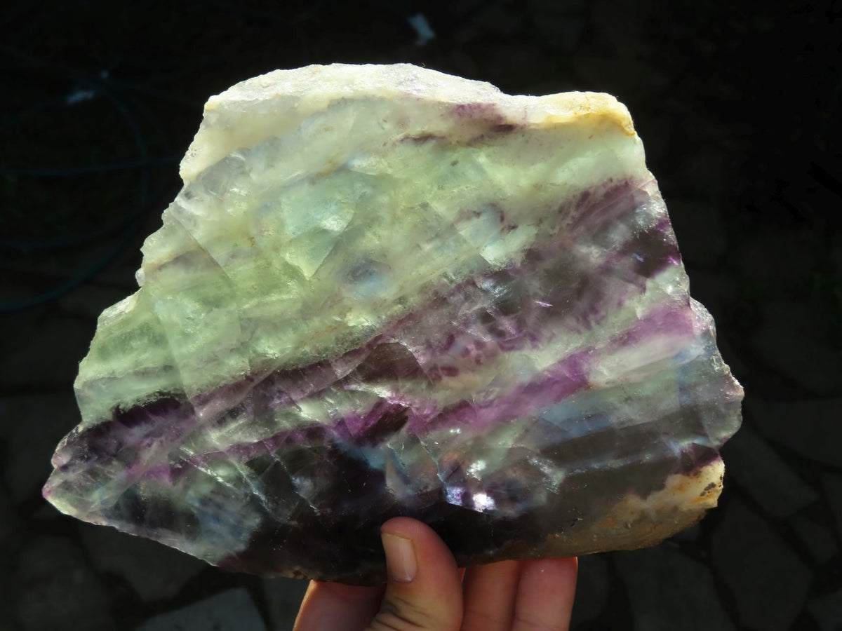 Polished Semi Translucent Watermelon Fluorite Slices x 2 From Uis, Namibia - TopRock