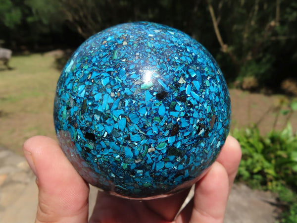 Polished Large Chrysocolla Conglomerate Sphere With Azurite & Malachite x 1 From Congo - TopRock