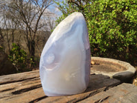 Polished Blue Lace Agate Standing Free Form x 1 From Nsanje, Malawi - Toprock Gemstones and Minerals
