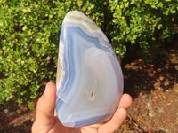 Polished Blue Lace Agate Standing Free Form x 1 From Nsanje, Malawi - Toprock Gemstones and Minerals