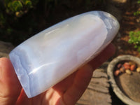 Polished Blue Lace Agate Standing Free Form x 1 From Nsanje, Malawi - Toprock Gemstones and Minerals