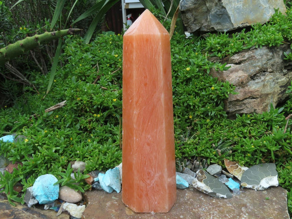 Polished Exceptional Orange Calcite Crystal Point x 1 From Madagascar - TopRock