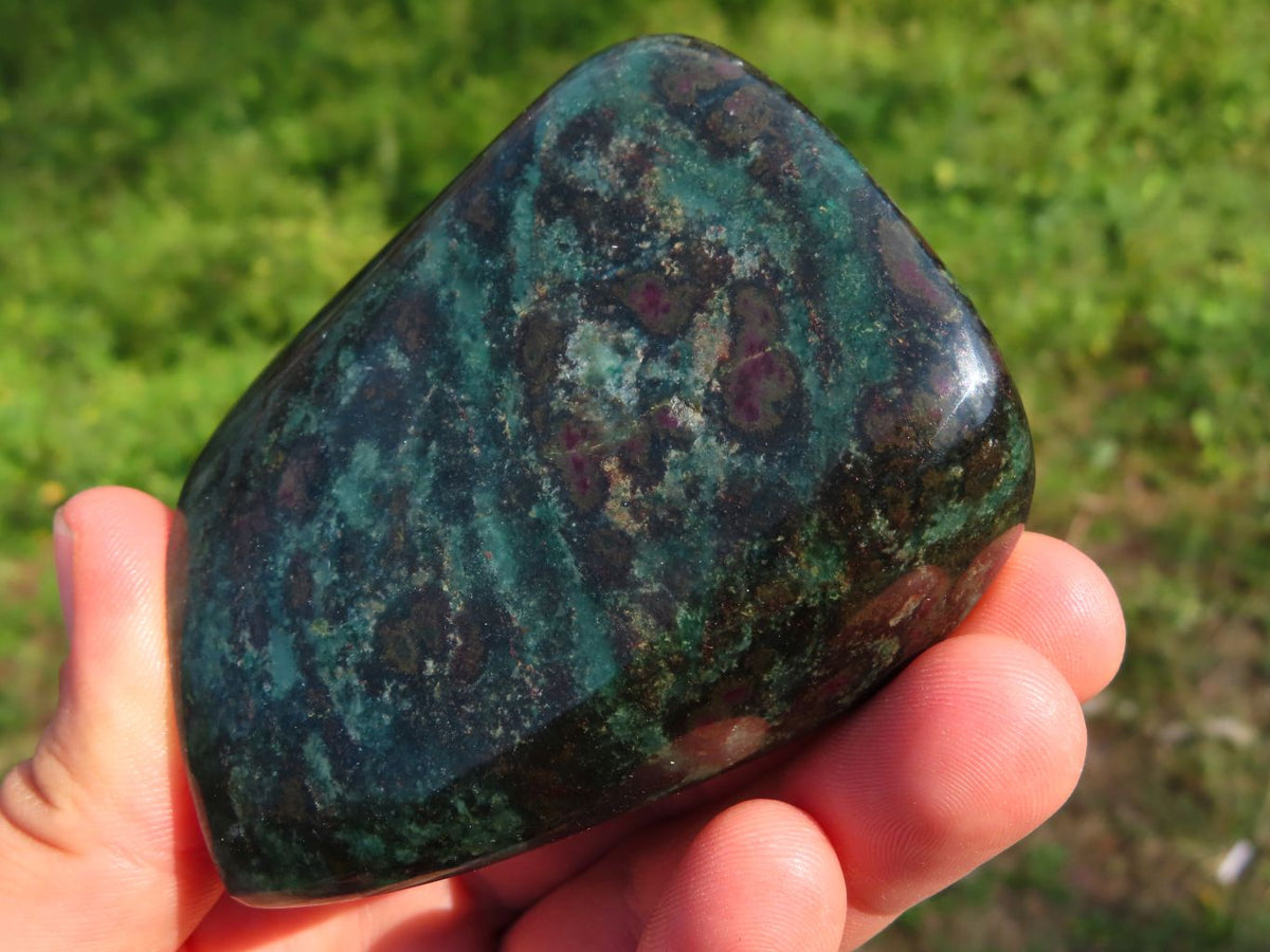 Polished Rose Quartz Standing Free Form, Malachite, Quartz Crystal Sphere, Cupro Zoisite Free Form, Lazulite Heart & Red Sashe River Agate x 6 From Southern Africa - TopRock