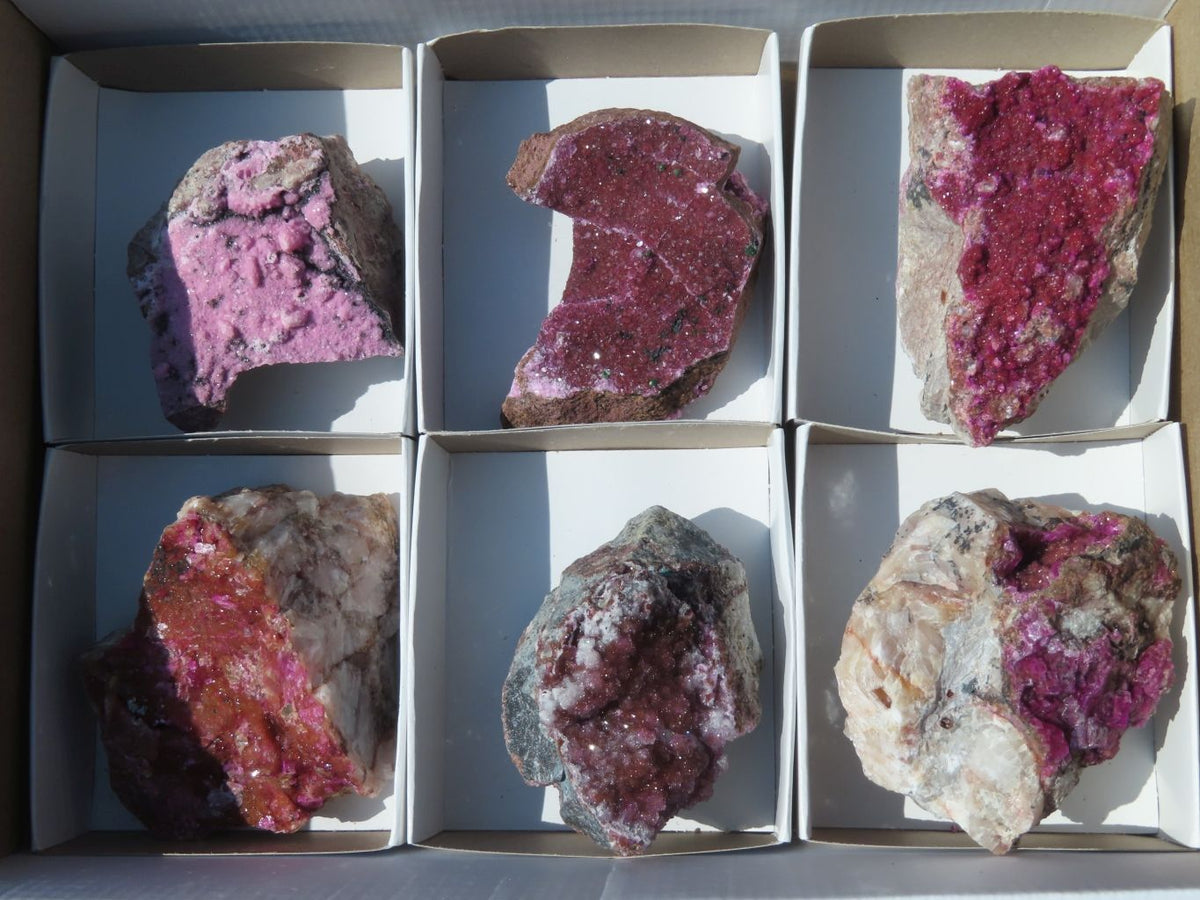Natural Drusy Salrose Cobaltion Dolomite Specimens x 6 From Kakanda, Congo - TopRock