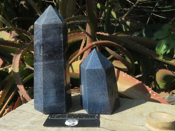 Polished Small & Medium Sized Lazulite Crystal Points x 2 From Madagascar - TopRock