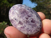 Polished Small Purple Lepidolite Palm Stones  x 20 From Ambatondrazaka, Madagascar - Toprock Gemstones and Minerals