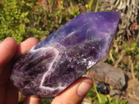 Polished Chevron Amethyst Points x 6 From Zambia - Toprock Gemstones and Minerals