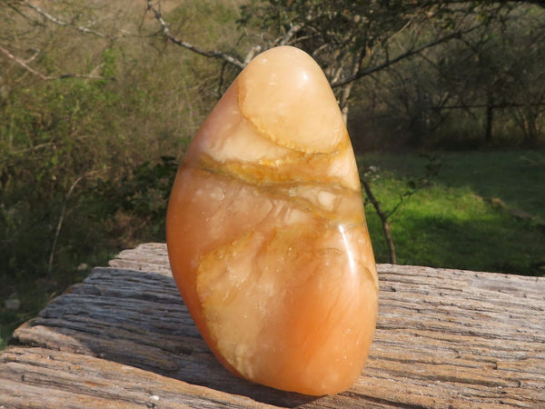 Polished Lovely Orange Twist Calcite Standing Free Form with Intrusive Exposures x 1 From Maevantanana, Madagascar - TopRock