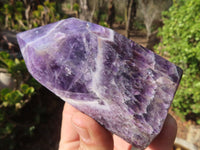 Polished Chevron Amethyst Points x 2 From Zambia - Toprock Gemstones and Minerals