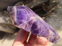 Polished Chevron Amethyst Points x 2 From Zambia - Toprock Gemstones and Minerals