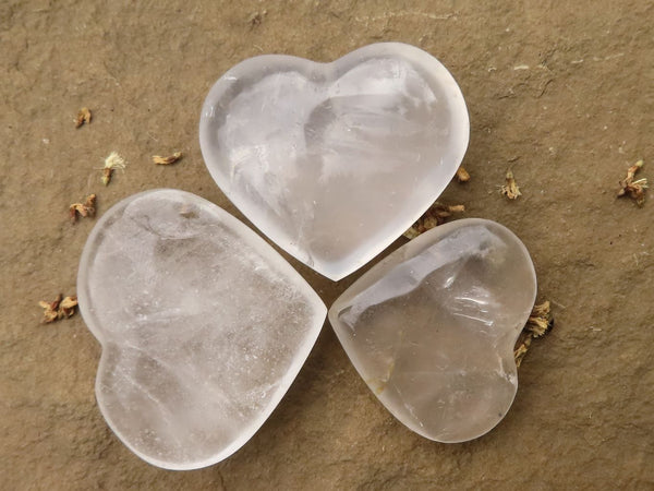 Polished Girasol Pearl Quartz Hearts  x 20 From Madagascar - TopRock