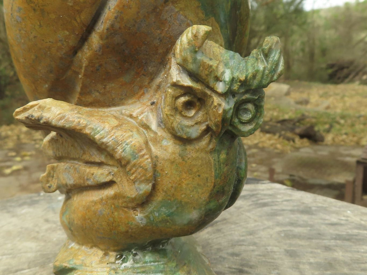 Polished Large Green Verdite Owl Carving x 1 From Zimbabwe - TopRock