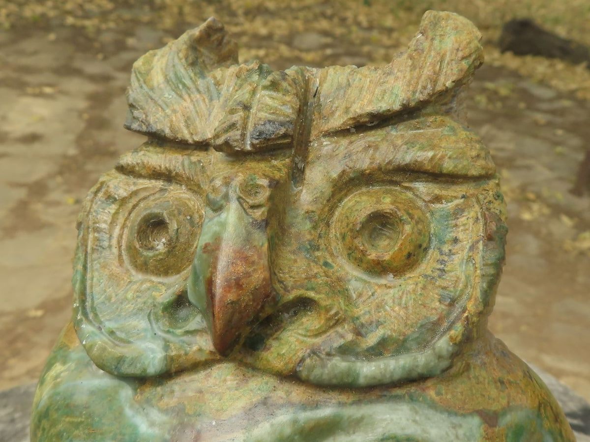 Polished Large Green Verdite Owl Carving x 1 From Zimbabwe - TopRock
