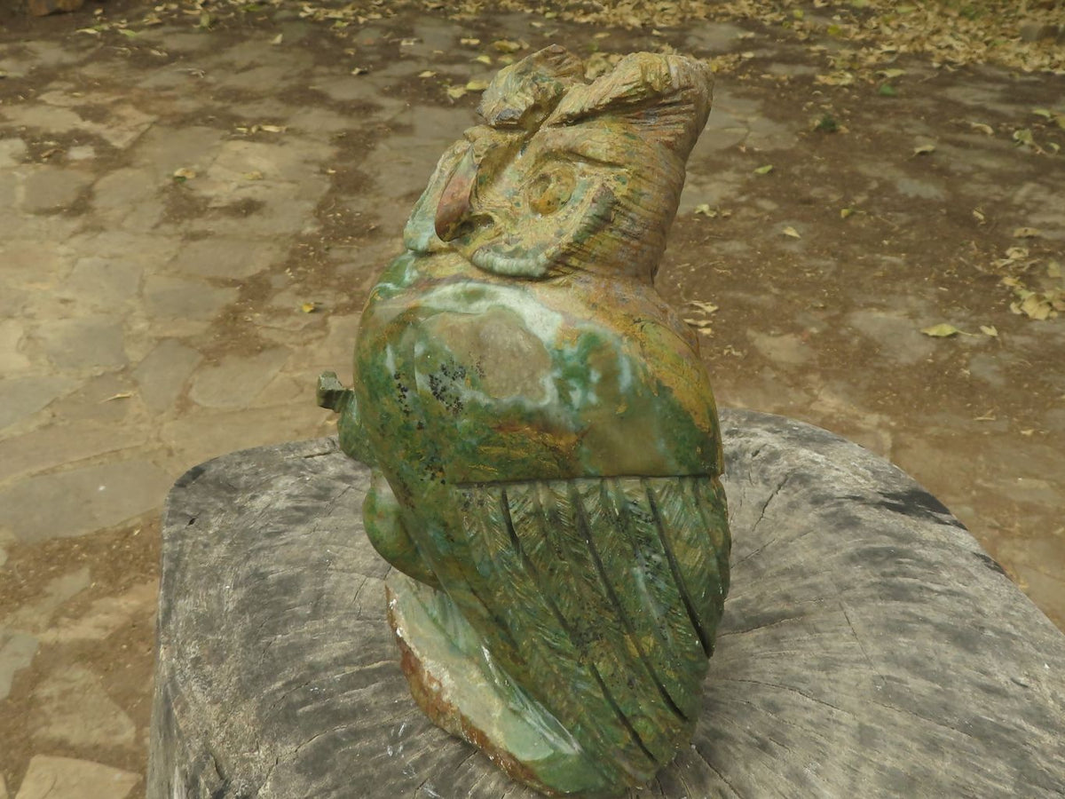 Polished Large Green Verdite Owl Carving x 1 From Zimbabwe - TopRock