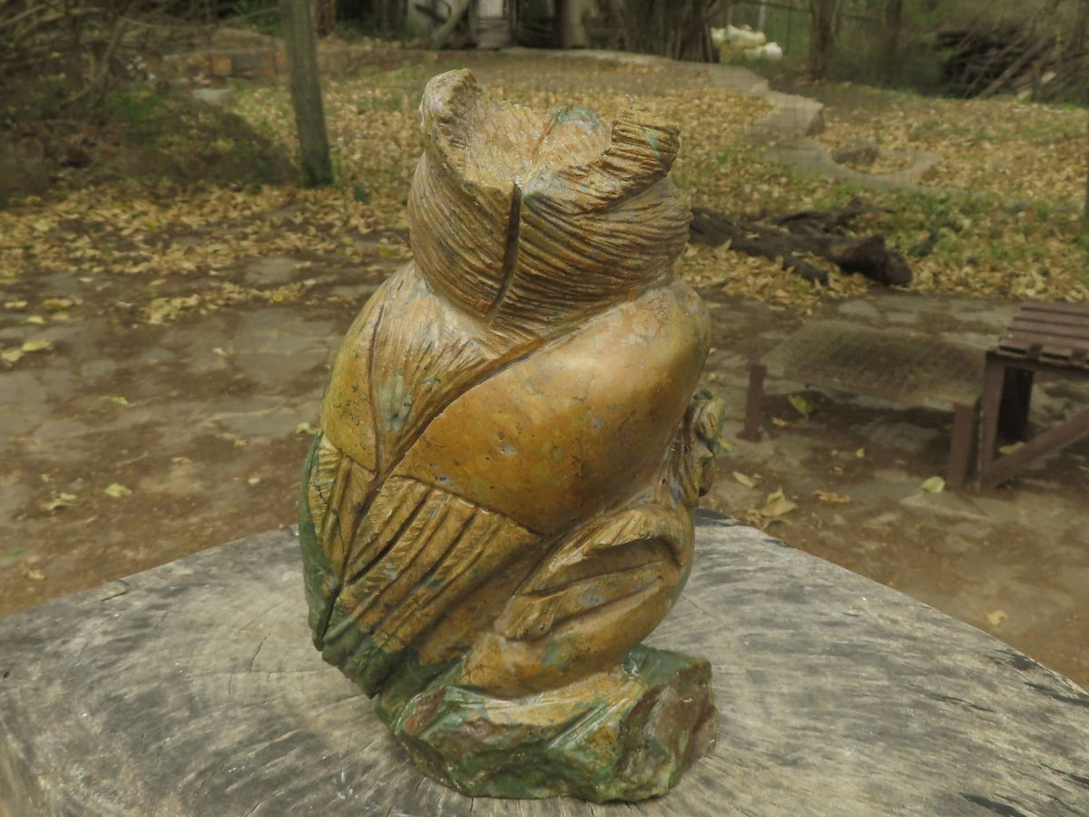 Polished Large Green Verdite Owl Carving x 1 From Zimbabwe - TopRock