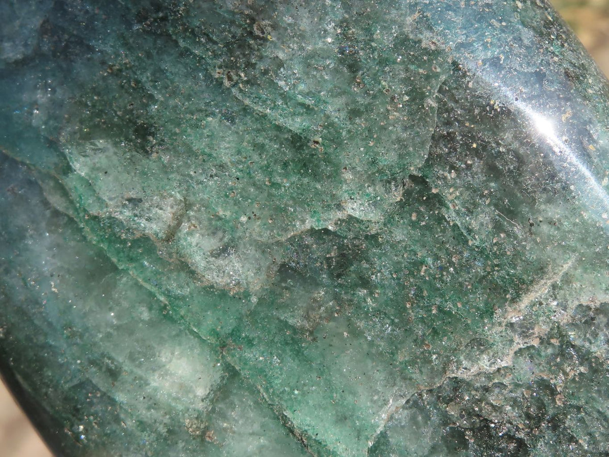 Polished Green Fuchsite Emerald Quartz Standing Free Forms With Mica Inclusions x 2 From Madagascar - TopRock