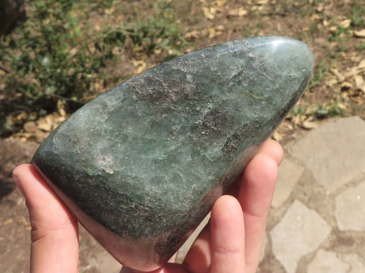 Polished Green Fuchsite Emerald Quartz Standing Free Forms With Mica Inclusions x 2 From Madagascar - TopRock
