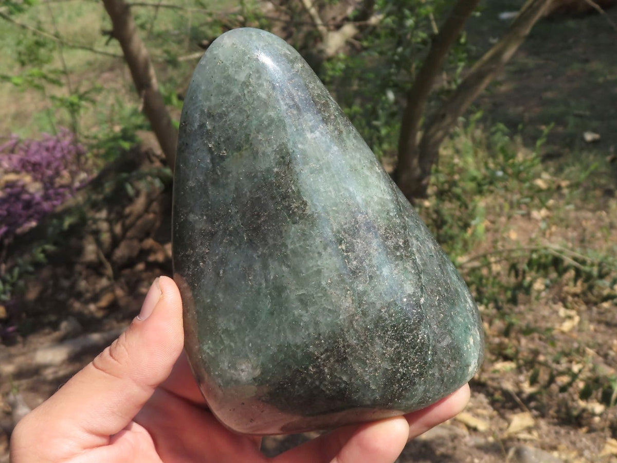 Polished Green Fuchsite Emerald Quartz Standing Free Forms With Mica Inclusions x 2 From Madagascar - TopRock