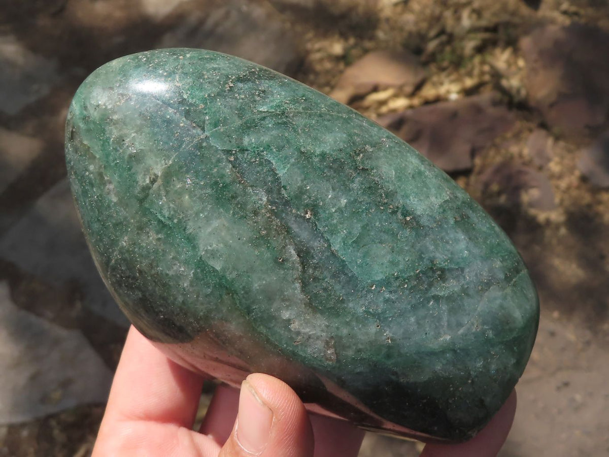 Polished Green Fuchsite Emerald Quartz Standing Free Forms With Mica Inclusions x 2 From Madagascar - TopRock