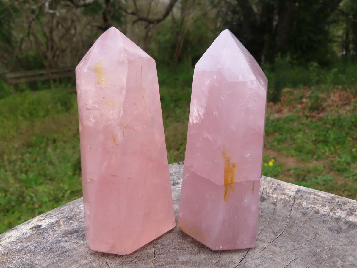 Polished Rose Quartz Crystal Points x 3 From Madagascar - TopRock
