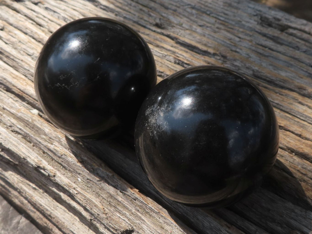 Polished Small Heat Stable Black Basalt Spheres x 5 From Madagascar - TopRock