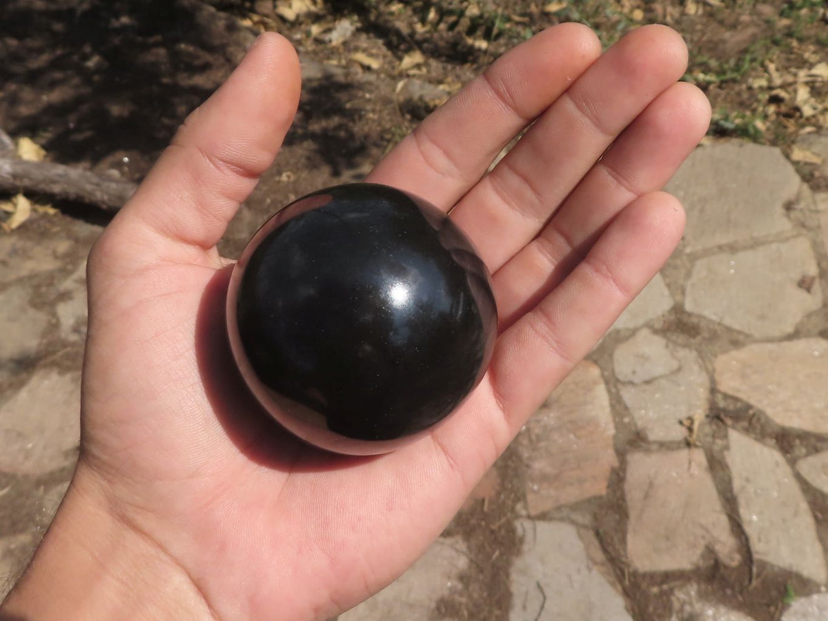 Polished Small Heat Stable Black Basalt Spheres x 5 From Madagascar - TopRock
