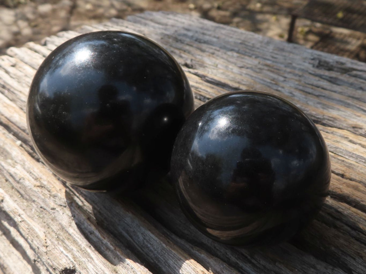 Polished Small Heat Stable Black Basalt Spheres x 5 From Madagascar - TopRock