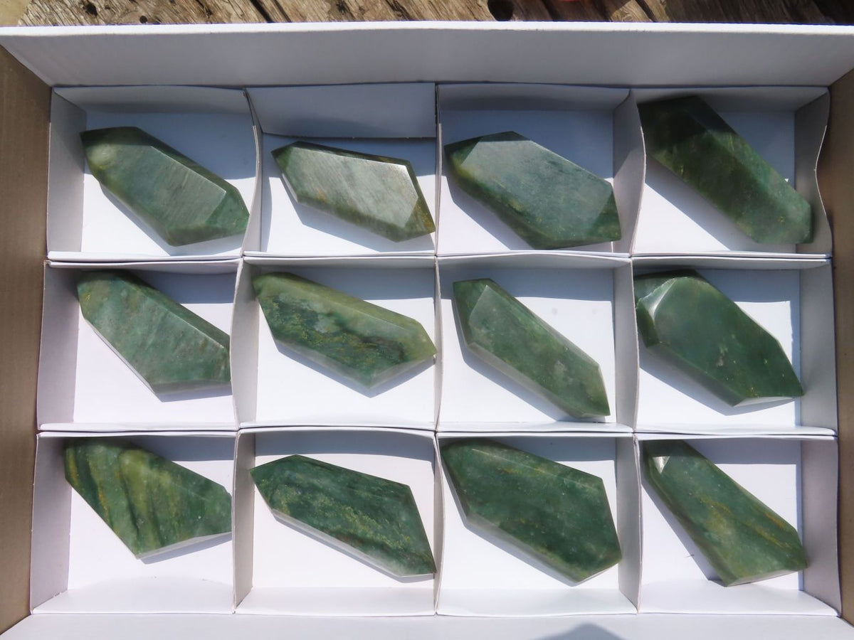 Polished Double Terminated Aventurine Crystals x 12 From Zimbabwe - TopRock