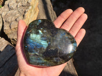 Polished  Puffy Labradorite Gemstone Hearts  x 2 From Tulear, Madagascar - Toprock Gemstones and Minerals
