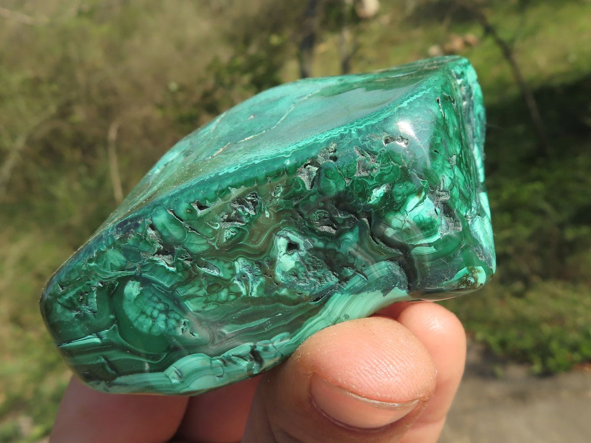 Polished Malachite Free Forms With Flower Patterns x 6 From Congo - TopRock