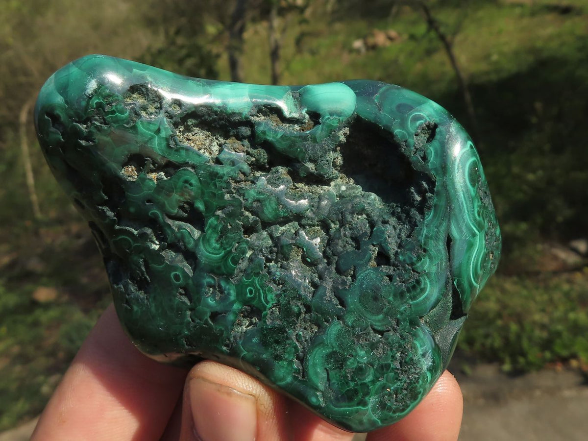 Polished Malachite Free Forms With Flower Patterns x 6 From Congo - TopRock