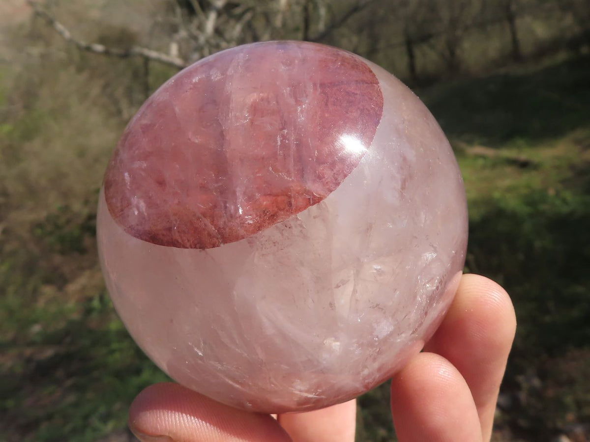Polished Gemmy Red Hematoid "Fire" Quartz Spheres x 4 From Madagascar - TopRock