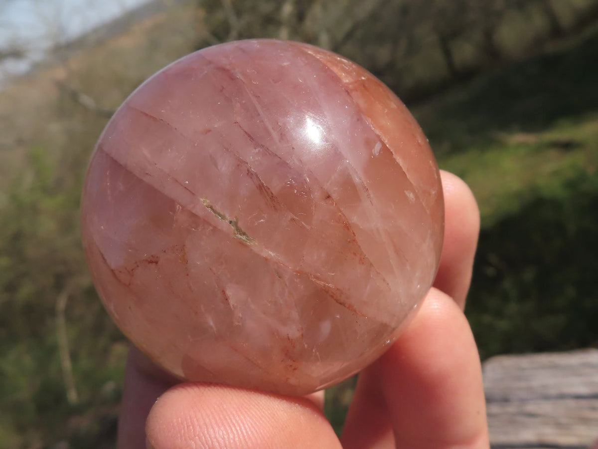 Polished Gemmy Red Hematoid "Fire" Quartz Spheres x 4 From Madagascar - TopRock