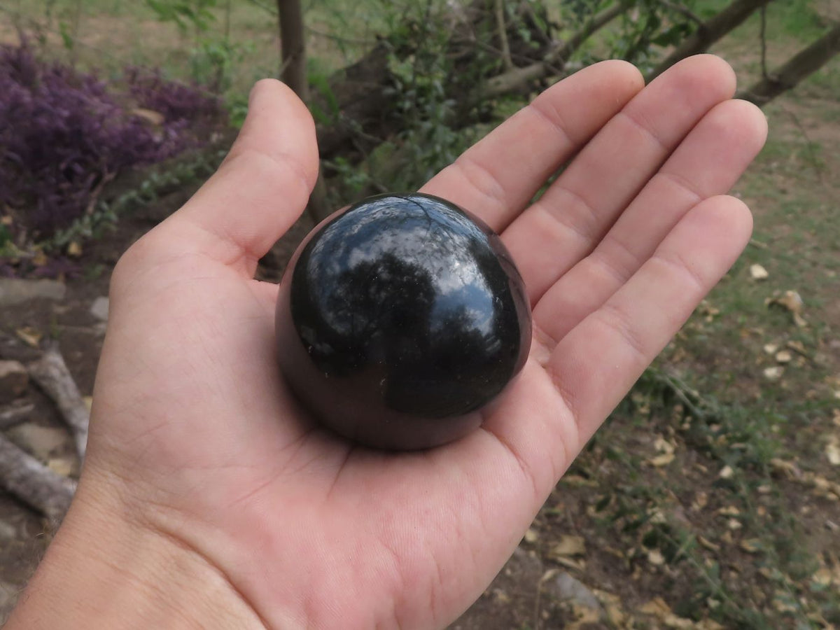 Polished Black Basalt Spheres (Heat Stable for therapy) x 12 From Madagascar - TopRock