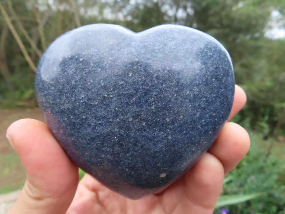 Polished Lazulite (Magnesium, Iron, and Aluminium Phosphate) Hearts x 4 From Ambatofinandrahana, Madagascar - TopRock