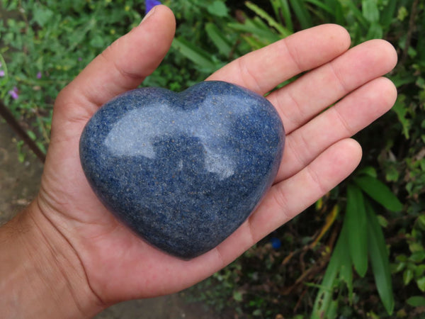 Polished Lazulite (Magnesium, Iron, and Aluminium Phosphate) Hearts x 4 From Ambatofinandrahana, Madagascar - TopRock