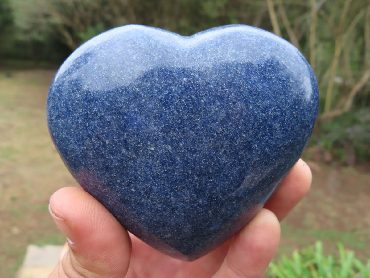Polished Lazulite (Magnesium, Iron, and Aluminium Phosphate) Hearts x 4 From Ambatofinandrahana, Madagascar - TopRock
