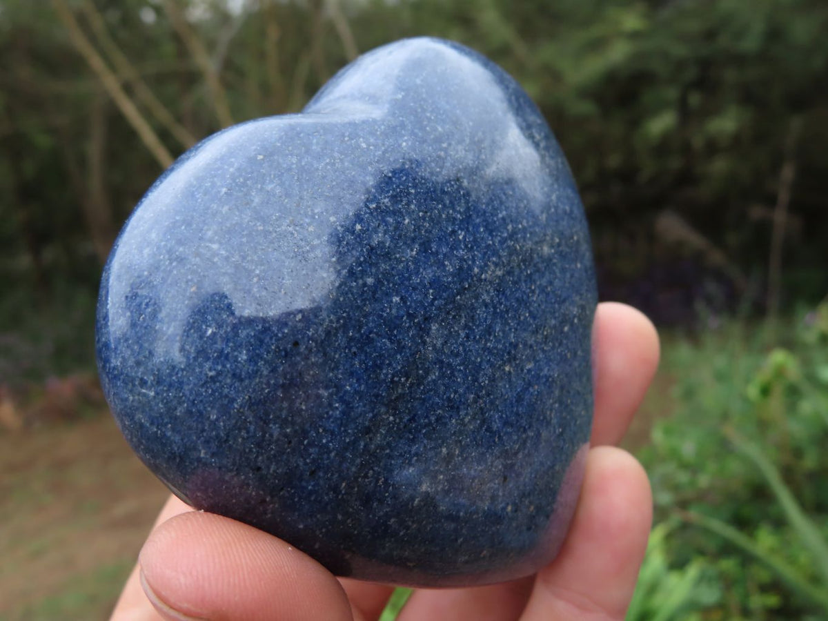 Polished Lazulite (Magnesium, Iron, and Aluminium Phosphate) Hearts x 4 From Ambatofinandrahana, Madagascar - TopRock