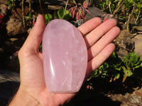 Polished Gemmy Pink Rose Quartz Standing Free Forms x 3 From Madagascar - Toprock Gemstones and Minerals