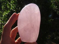 Polished Gemmy Pink Rose Quartz Standing Free Forms x 3 From Madagascar - Toprock Gemstones and Minerals