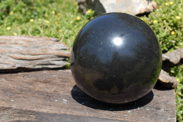 Polished Extra Large Black Basalt Sphere & Stand x 2 From Madagascar - TopRock