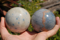 Polished Blue Spotted Spinel Spheres x 2 From Ambatofinadrahana, Madagascar - TopRock