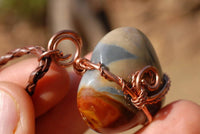 Polished Polychrome Jasper Mini Hearts Set In Copper Art Wire Wrap Pendant - sold per piece From Mahajunga, Madagascar - TopRock