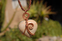 Polished Polychrome Jasper Mini Hearts Set In Copper Art Wire Wrap Pendant - sold per piece From Mahajunga, Madagascar - TopRock