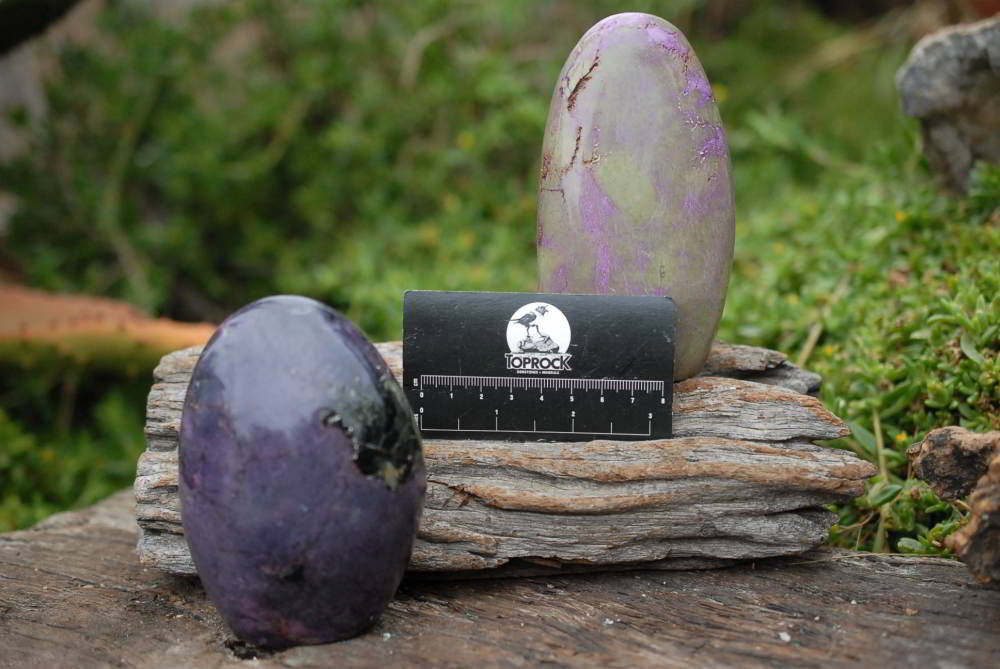 Natural Rare Stichtite & Green Serpentine Standing Free Forms x 2 From Barberton, South Africa - TopRock