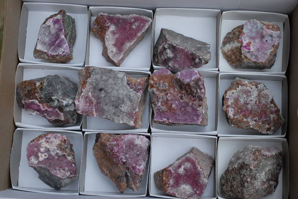 Natural Drusy Coated Salrose Cobaltion Dolomite Specimens x 12 From Kakanda, Congo - TopRock