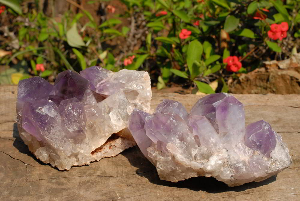 Natural Medium Sized Amethyst Clusters x 2 From Mumbwe, Zambia - TopRock